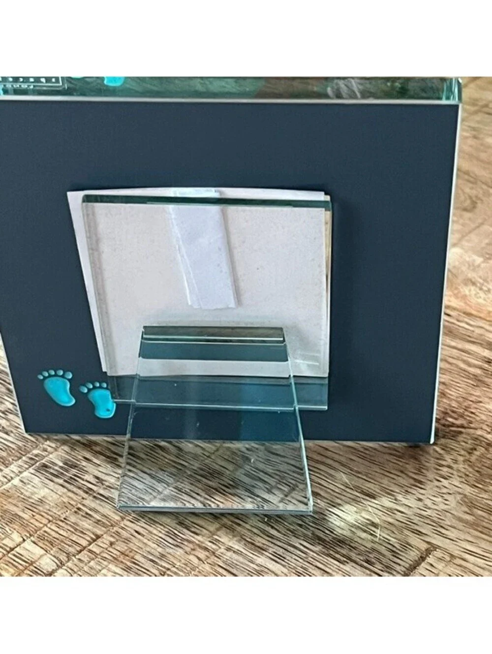 Spaceform London Glass Photo Frame 2x2 Inches with Blue Footprint Design